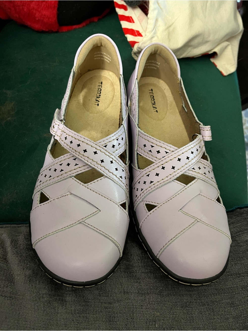 TERRIKAT Women's Casual Loafers Size 10 Flats Leather  Moccasins Women Lavender